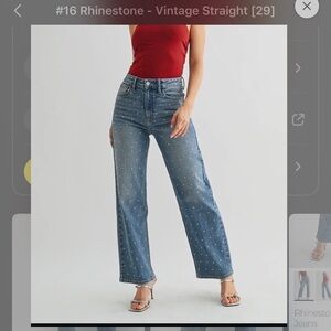 Denim Rhinestone Vintage Straight Leg Jeans